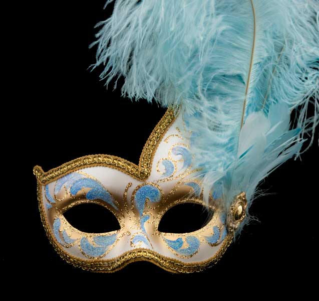 Masque de Venise Loup Bleu Ondine Bella – Artisanat Authentique de Venise