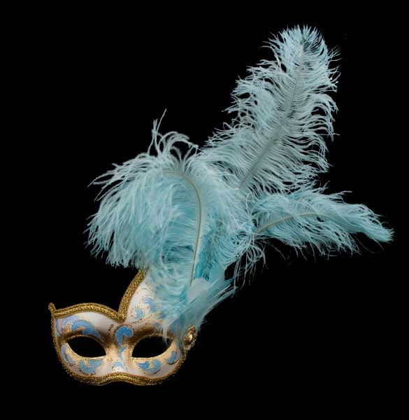 Masque de Venise Loup Bleu Ondine Bella – Artisanat Authentique de Venise