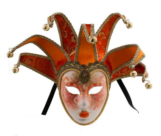 Masque Volto Jolly Orange à 7 Pointes – Artisanat Authentique de Venise