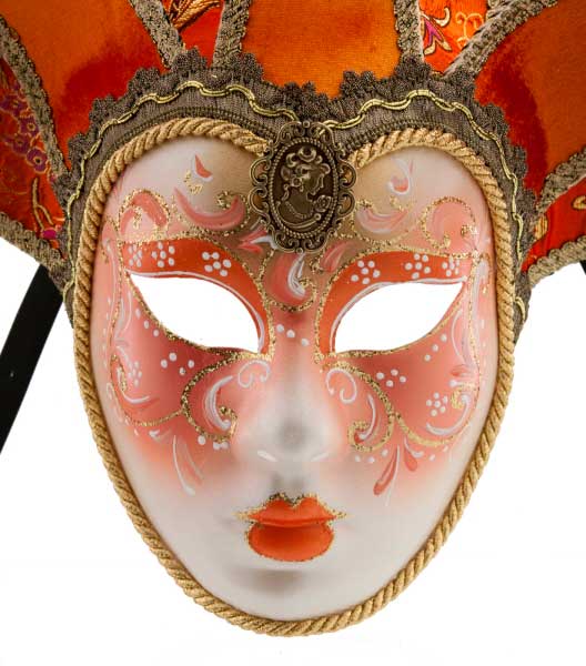 Masque Volto Jolly Orange à 7 Pointes – Artisanat Authentique de Venise