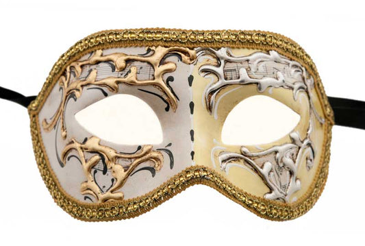 Masque Colombine Musica Jaune et Doré – Artisanat Authentique de Venise