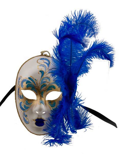 Masque Visage Vénitien Volto à Plumes – Artisanat Authentique de Venise