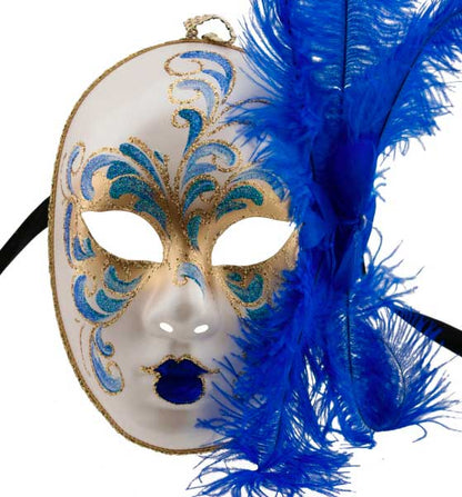 Masque Visage Vénitien Volto à Plumes – Artisanat Authentique de Venise