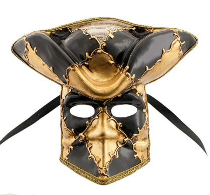 Masque Vénitien Casanova de Luxe – Bauta Noir – Artisanat Authentique de Venise