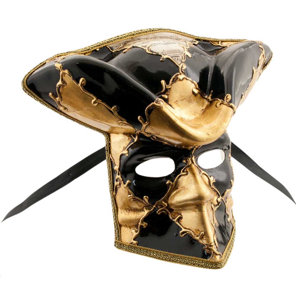 Masque Vénitien Casanova de Luxe – Bauta Noir – Artisanat Authentique de Venise