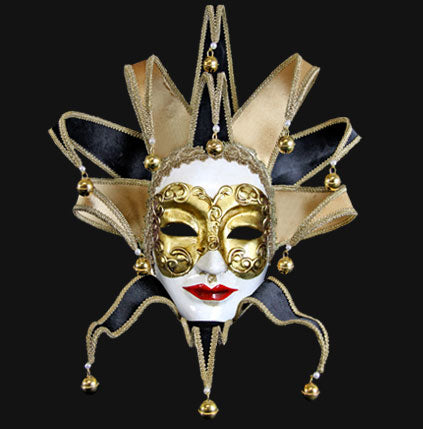 Masque La Dame Violet à Pointes Dorées et Beiges – Artisanat Authentique de Venise