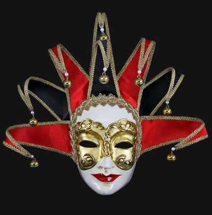 Masque Volto Jolly Rouge et Doré – Artisanat Authentique de Venise