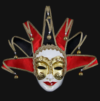 Masque Volto Jolly Rouge et Doré – Artisanat Authentique de Venise