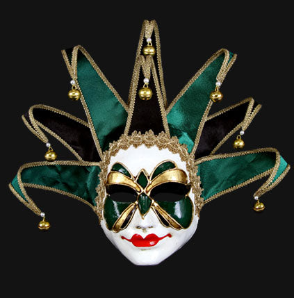 Masque Volto Jolly Vert et Doré – Artisanat Authentique de Venise