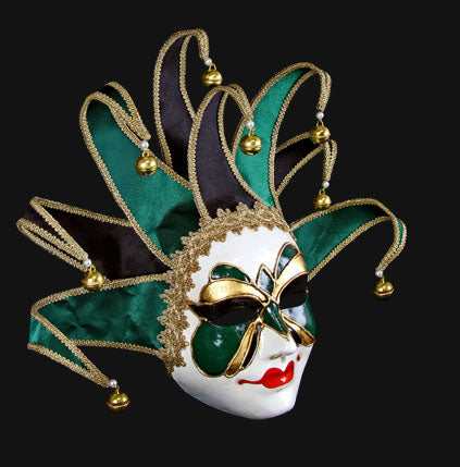 Masque Volto Jolly Vert et Doré – Artisanat Authentique de Venise