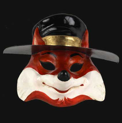 Masque Vénitien Le Renard et son Chapeau en Papier Mâché – Artisanat Authentique de Venise