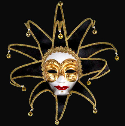 Masque La Dame Noire à Pointes Dorées et Noires – Artisanat Authentique de Venise