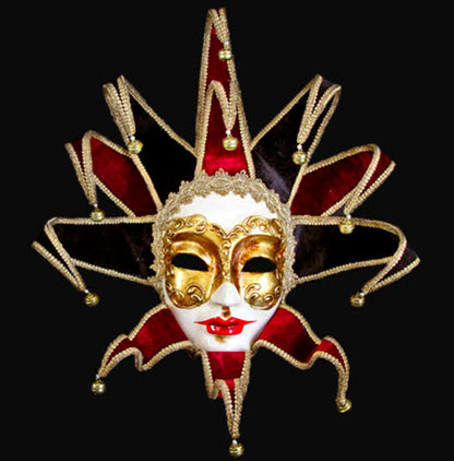 Masque La Dame Rouge à Pointes Dorées et Noires – Artisanat Authentique de Venise