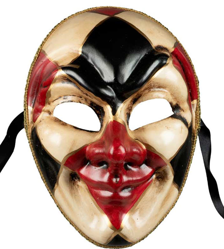 Masque Joker Vénitien Rouge et Noir – Artisanat Authentique de Venise