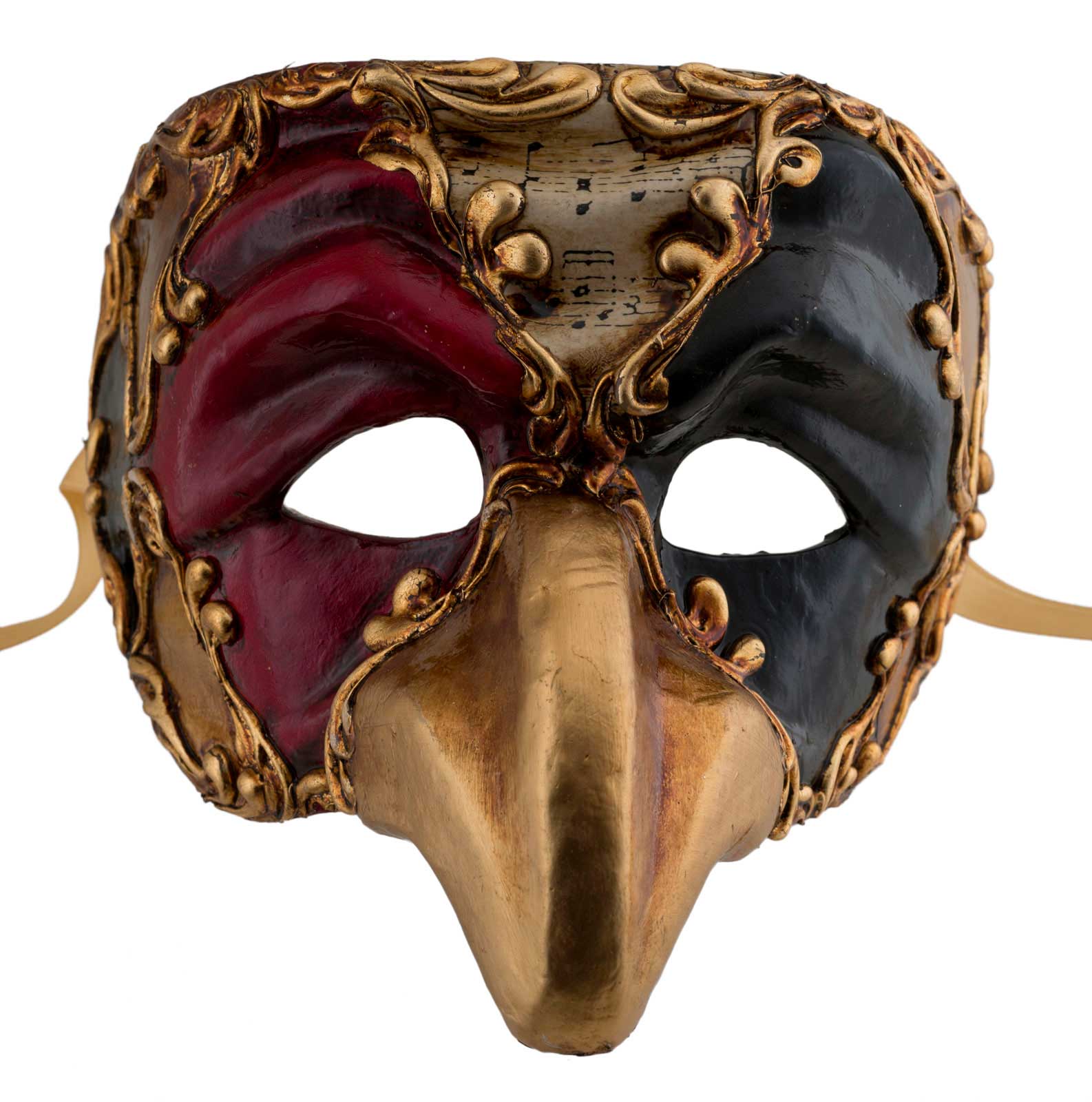 Masque de Venise Visage sur feuille Papier Mâché doré Carnaval Bal 1797 
