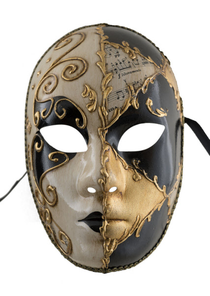 Masque Venitien de déguisement Noir et Dore Volage Carnaval Venise 1875