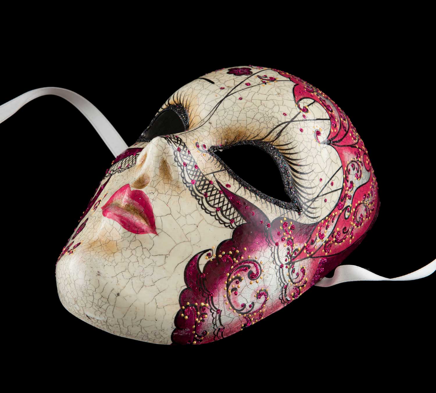 Masque de Venise Pierrot en papier maché-Creation artisanale- masque de