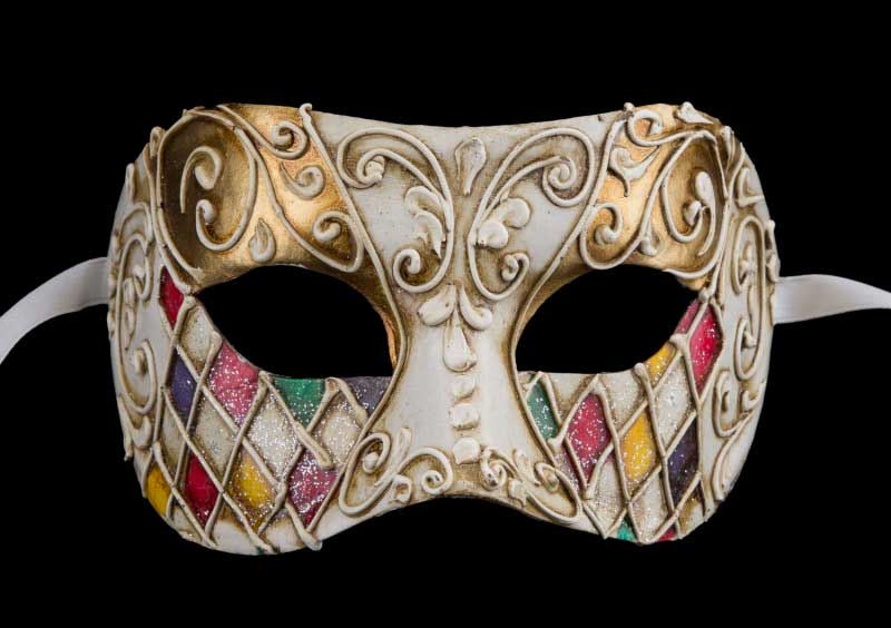 Masque venitien Colombine mosaique en papier mache
