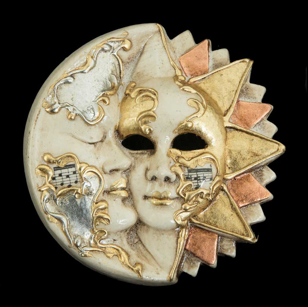Masque en céramique de Venise - Lune et Soleil - Décoration murale