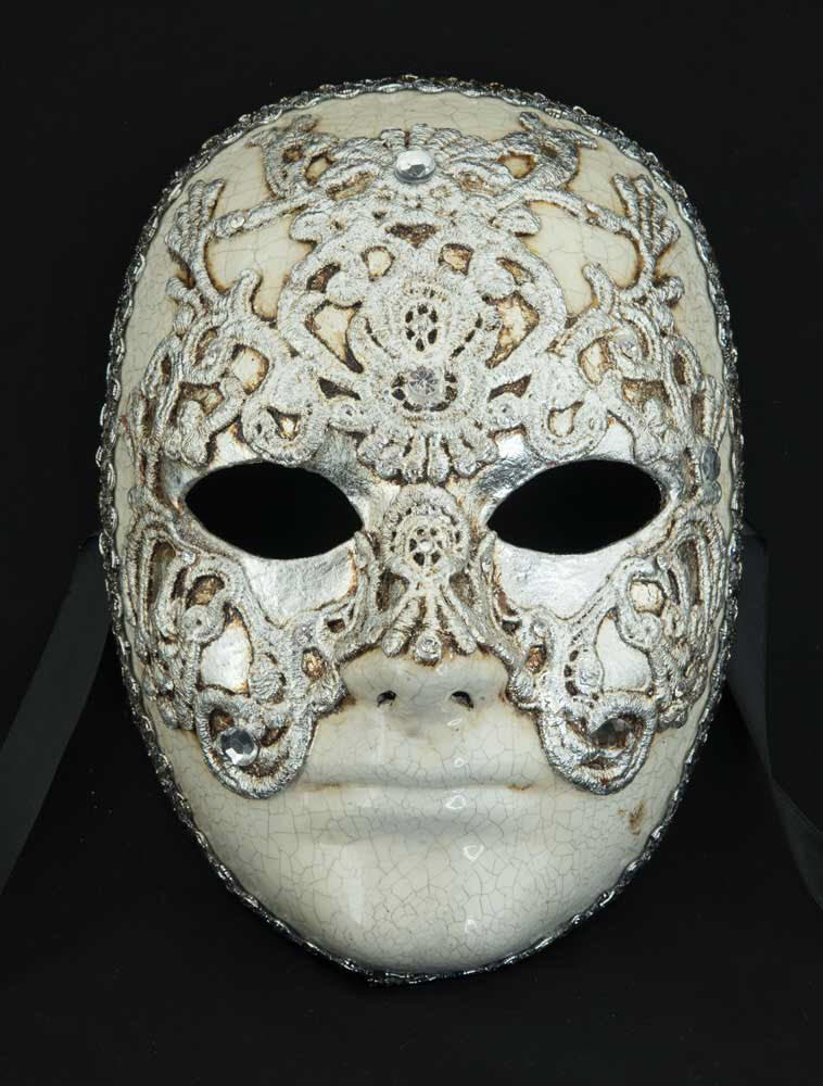 Masque de bal vénitien en dentelle argentée pour homme – MaskshopVenice.com