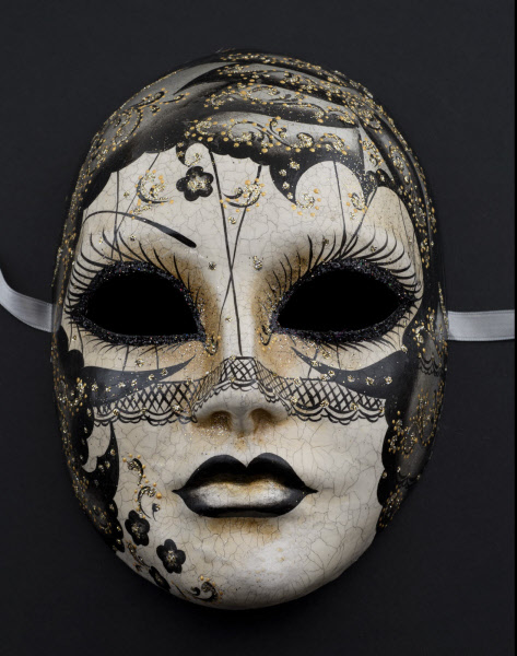 Masque de Venise Volto Visage Femme papier mâché Retro Prestige Collection  2538