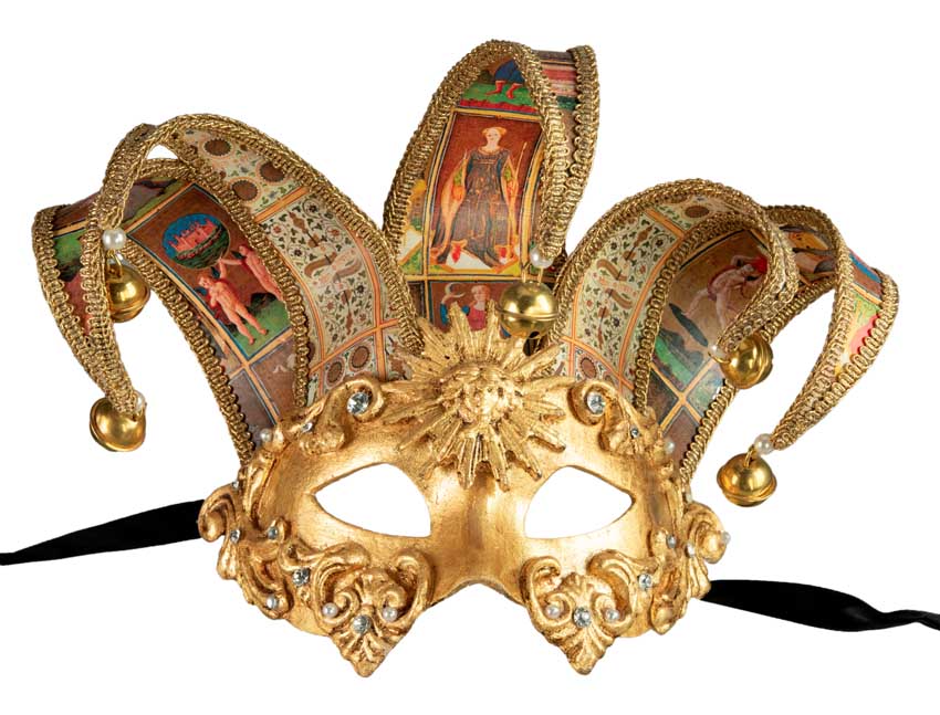 Poupée Figurine Collector Carnaval De Venise – Porcelaine Et Tissus Dorés, Pièce Unique