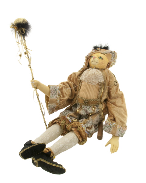 Grande Marionnette De Venise Chat A Fils Fabrication Artisanale Beige 236