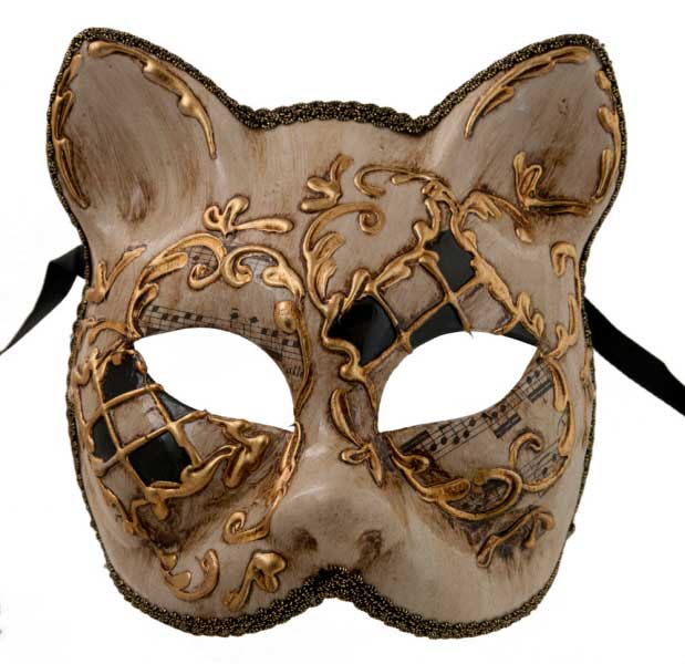 Masque de Venise  gattino chat venitien dentelle de metal noir 411 