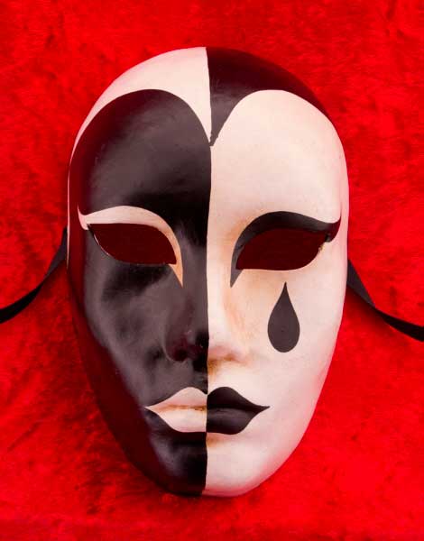 Masque deguisement Pierrot en papier maché-Creation artisanale