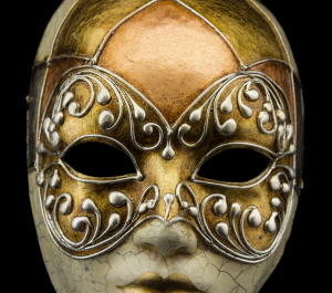 Masque de Venise Visage Volto doré en papier mâché 2262 V50 