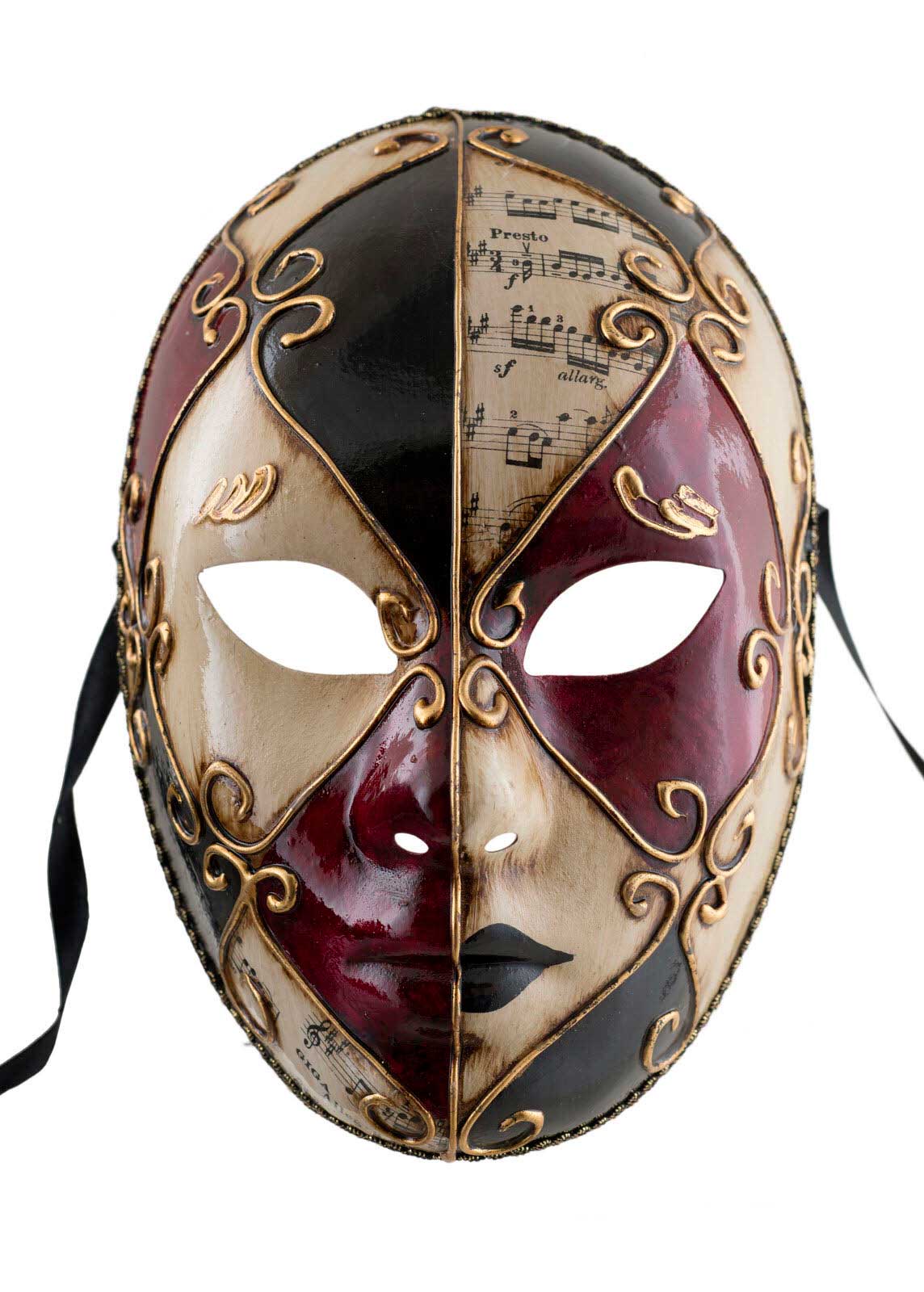 Masque Vénitien de déguisement Rouge et Dore Bella Carnaval Venise 1871