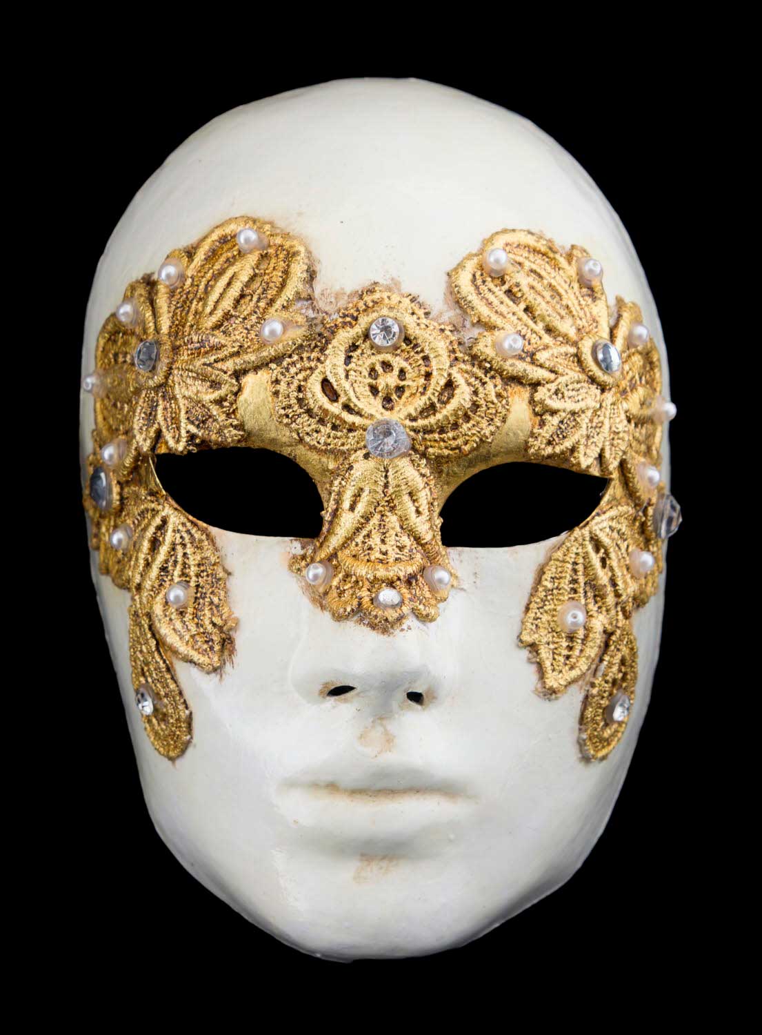 Masque de Venise Visage Volto doré en papier mâché 2262 V50 