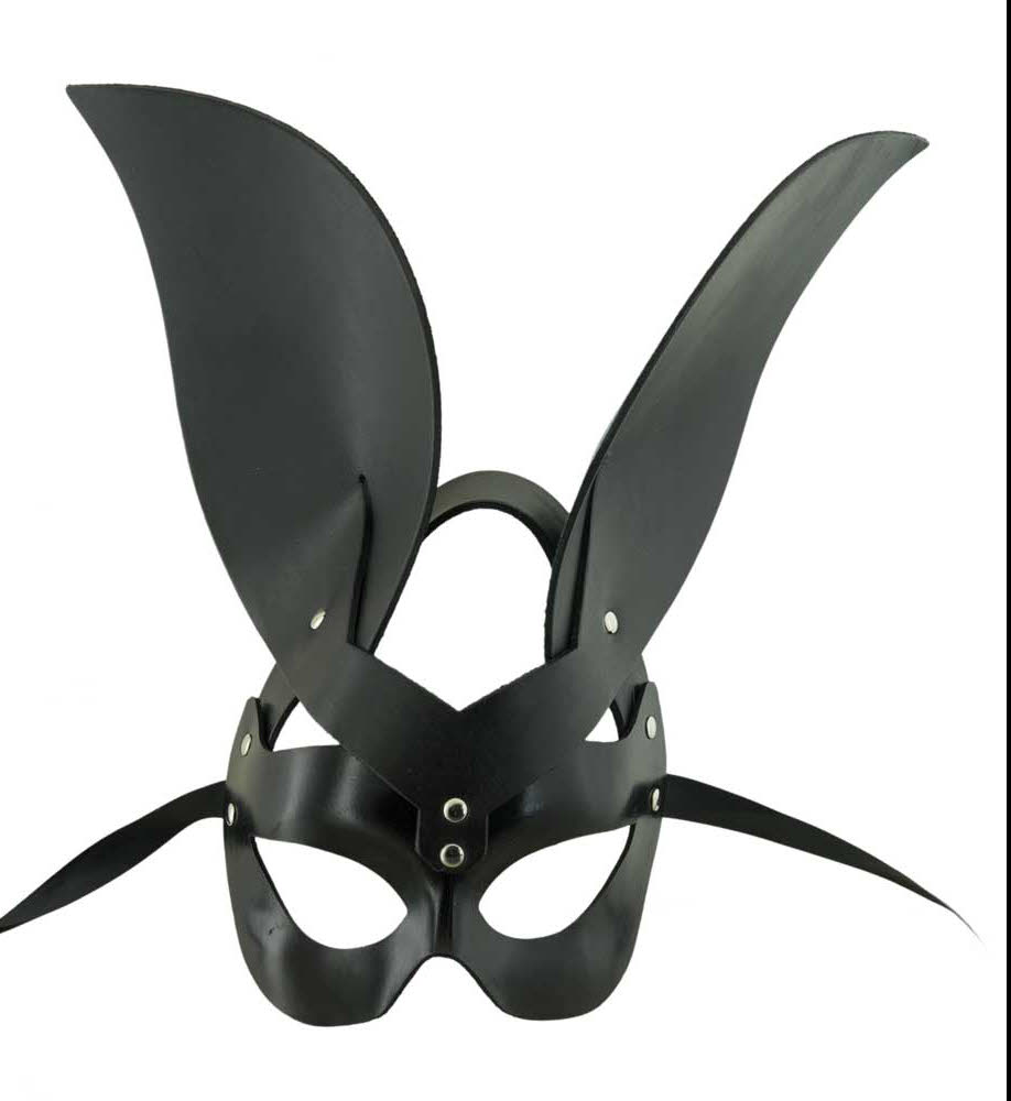 Masque Lapin érotique de Venise Masque en croute cuir noir véritable