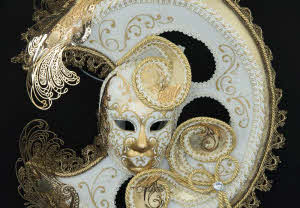 Décoration masque: blanc, noir et doré or métallisé REF/DEK0492