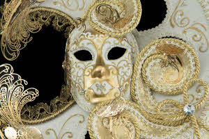 Décoration masque: blanc, noir et doré or métallisé REF/DEK0492
